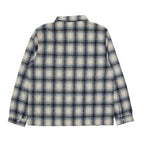 Plaid Brushed Flannel Zip Shirt - Blue/Grey