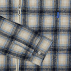 Plaid Brushed Flannel Zip Shirt - Blue/Grey