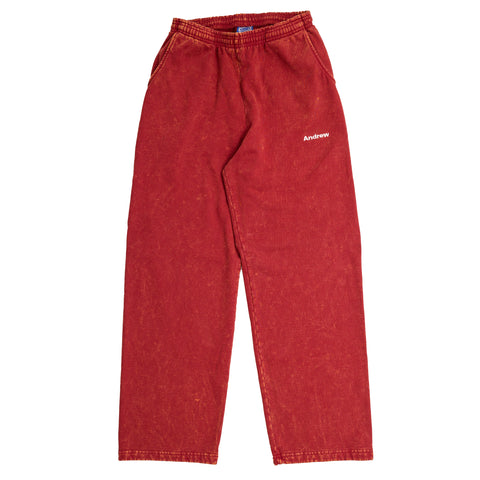 Mineral Wash Sweatpants - Red