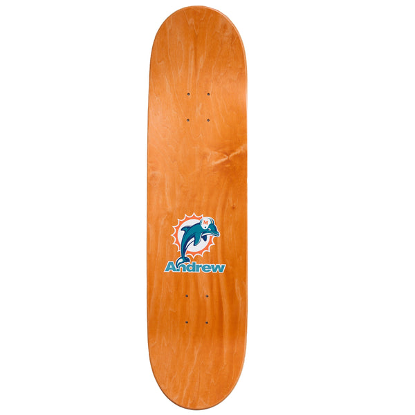 Andrew x Miami Dolphins "TD" Skateboard Deck - 8.25