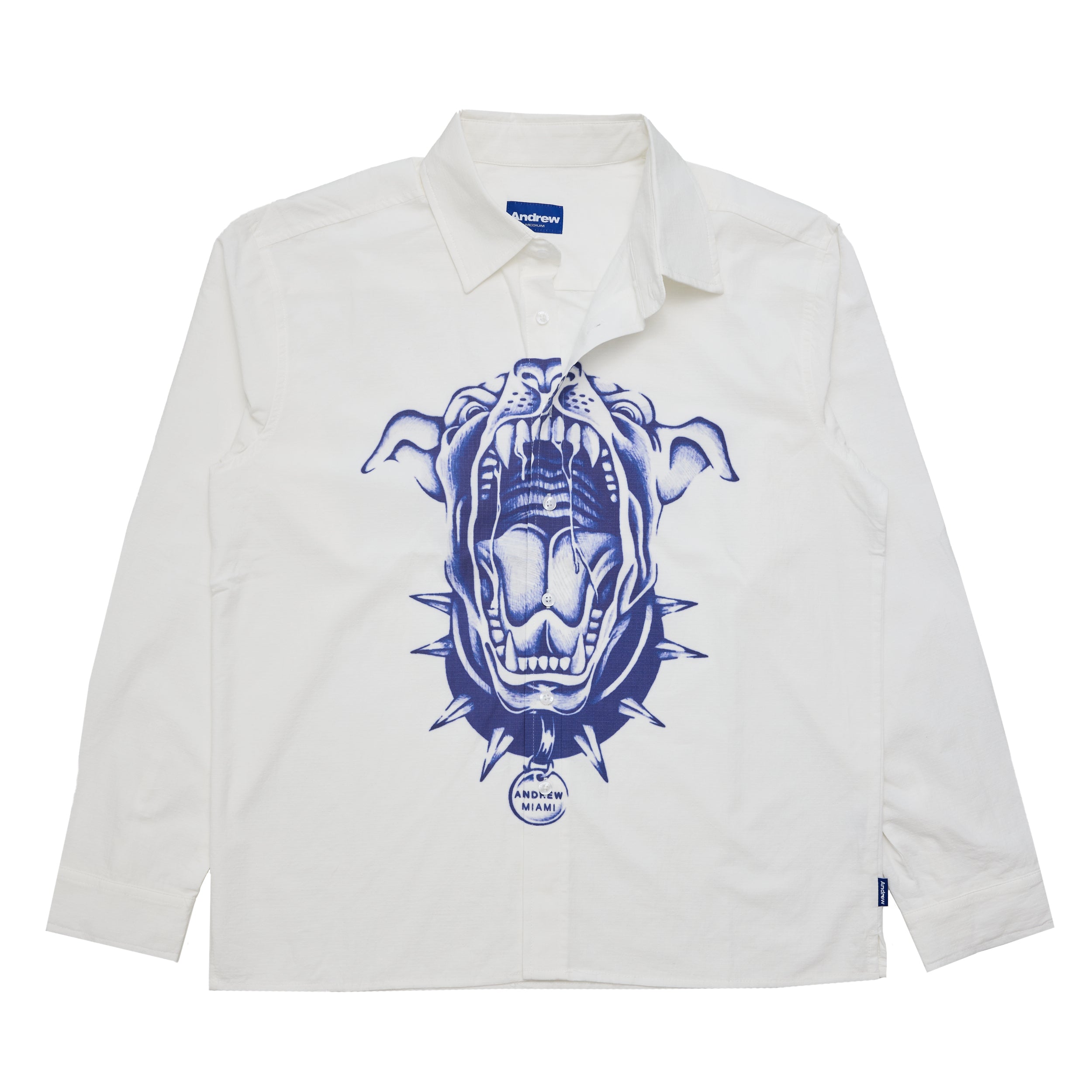 He Don't Bite Button Up - White