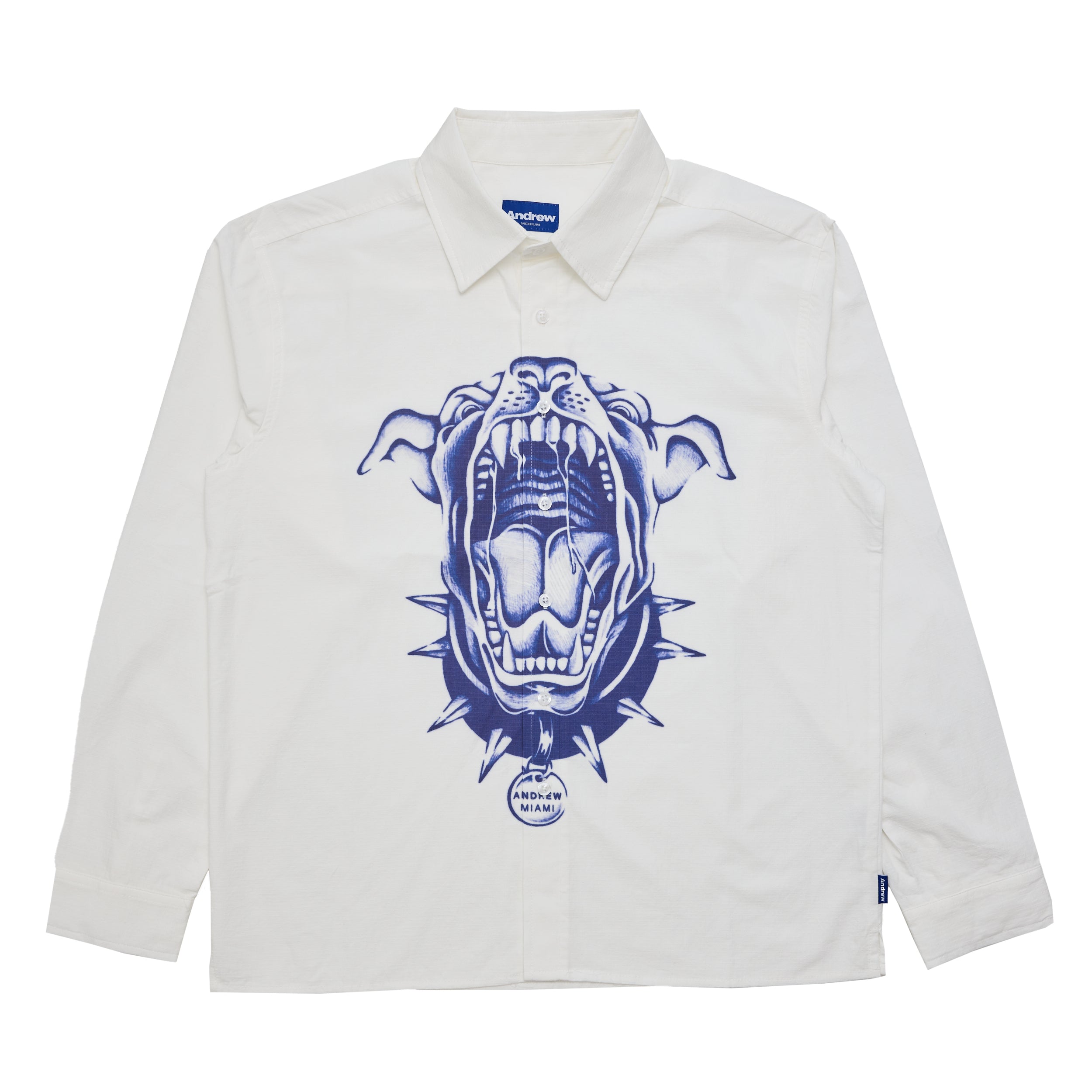 He Don't Bite Button Up - White