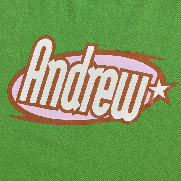 Oval Script Tee - Green Detail